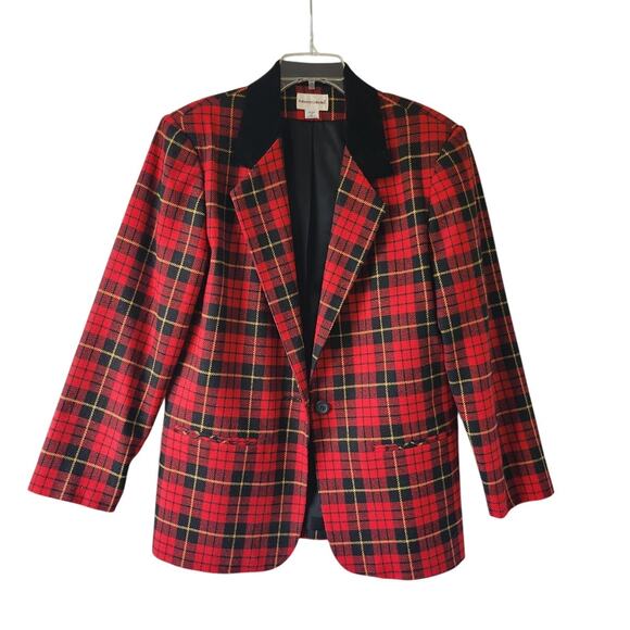 Vintage Potomac Red Tartan Plaid Blazer - Size 12 - Picture 1 of 8